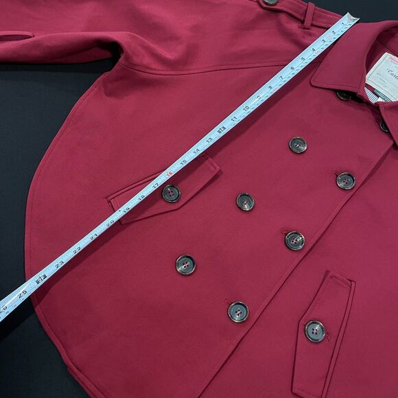 ~ Cartonnier Lg Anthropologie Blazer Cape Wine Double Breasted Buttons Pockets - Picture 11 of 15